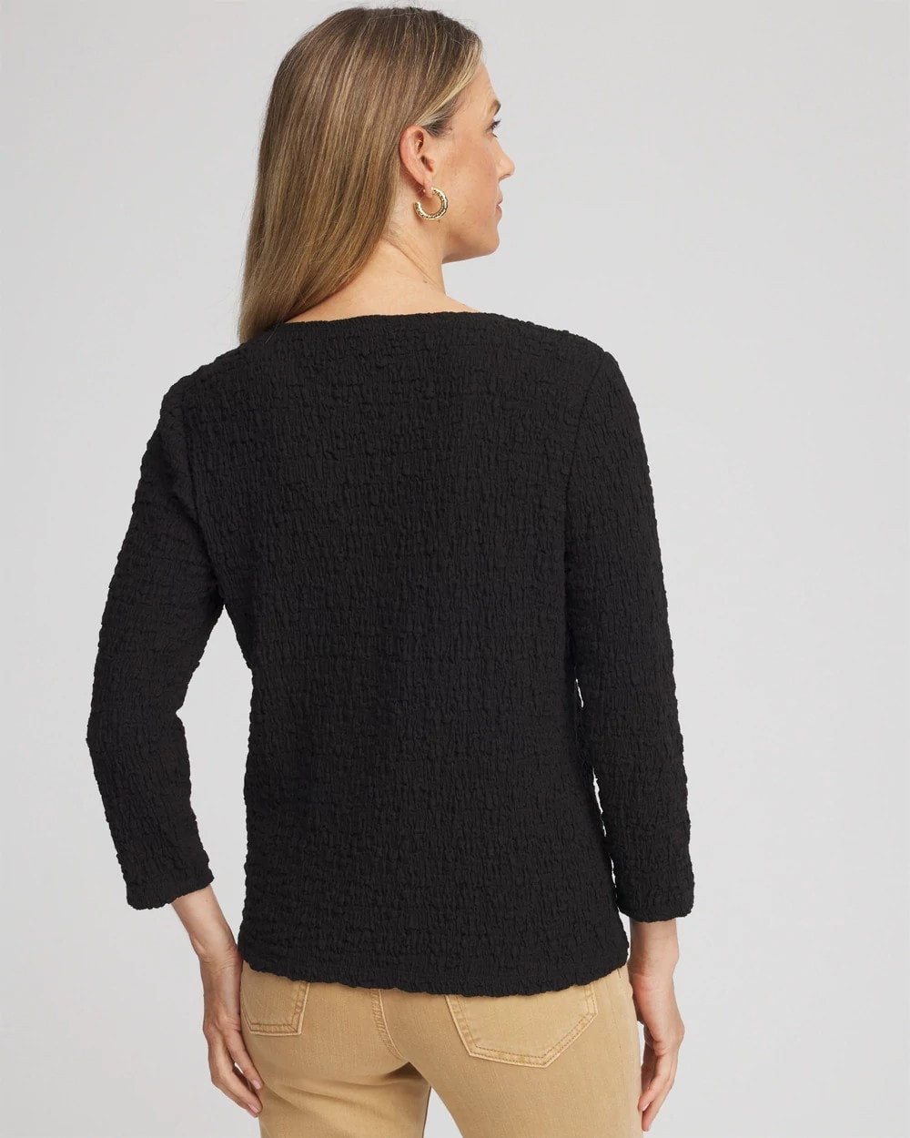 Chico's Textured Scoopneck Cardigan BLACK