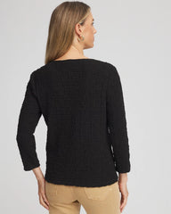 Chico's Textured Scoopneck Cardigan BLACK