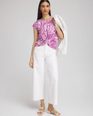 Chico's Jungle Inverted Knot Front Tee AFRICAN VIOLET