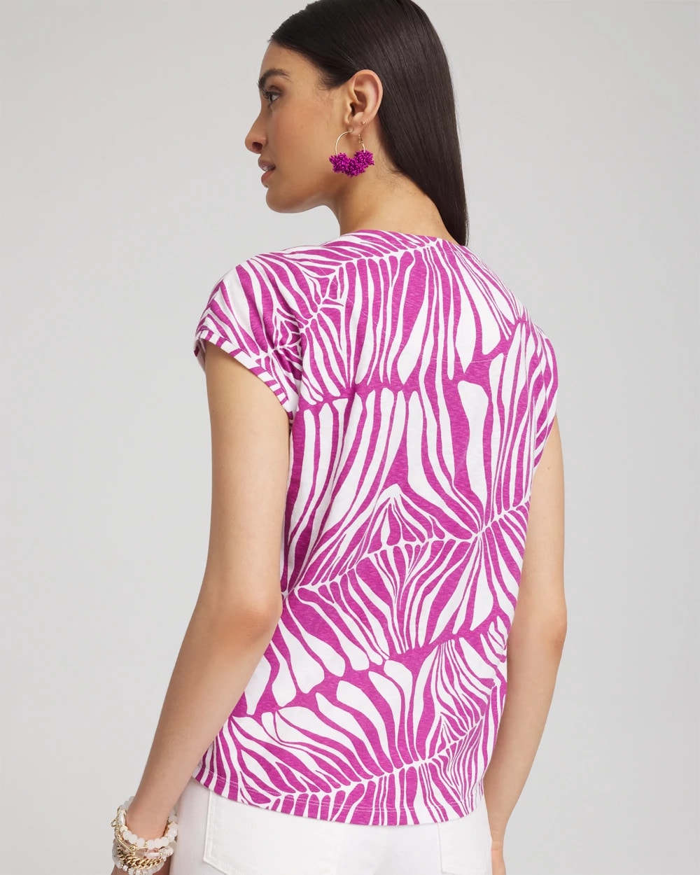 Chico's Jungle Inverted Knot Front Tee AFRICAN VIOLET