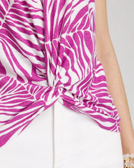 Chico's Jungle Inverted Knot Front Tee AFRICAN VIOLET