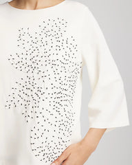 Chico's Soutache Embroidered Wildflower Top ECRU