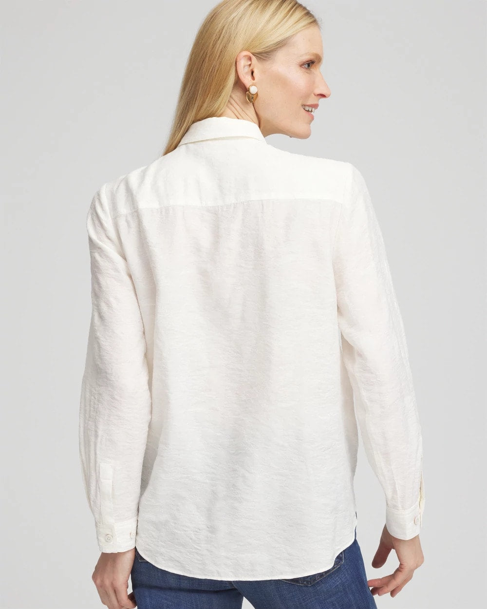Chico's Textured Tie-Front Pullover Top ECRU