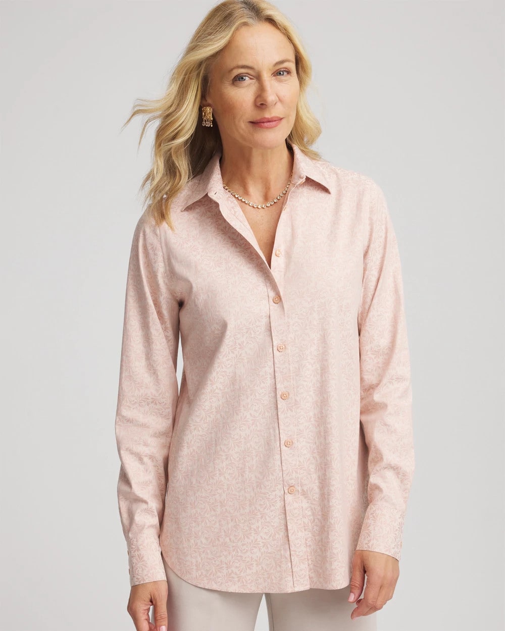 Chico's No Iron™ Feminine Jacquard Shirt ROSE SMOKE