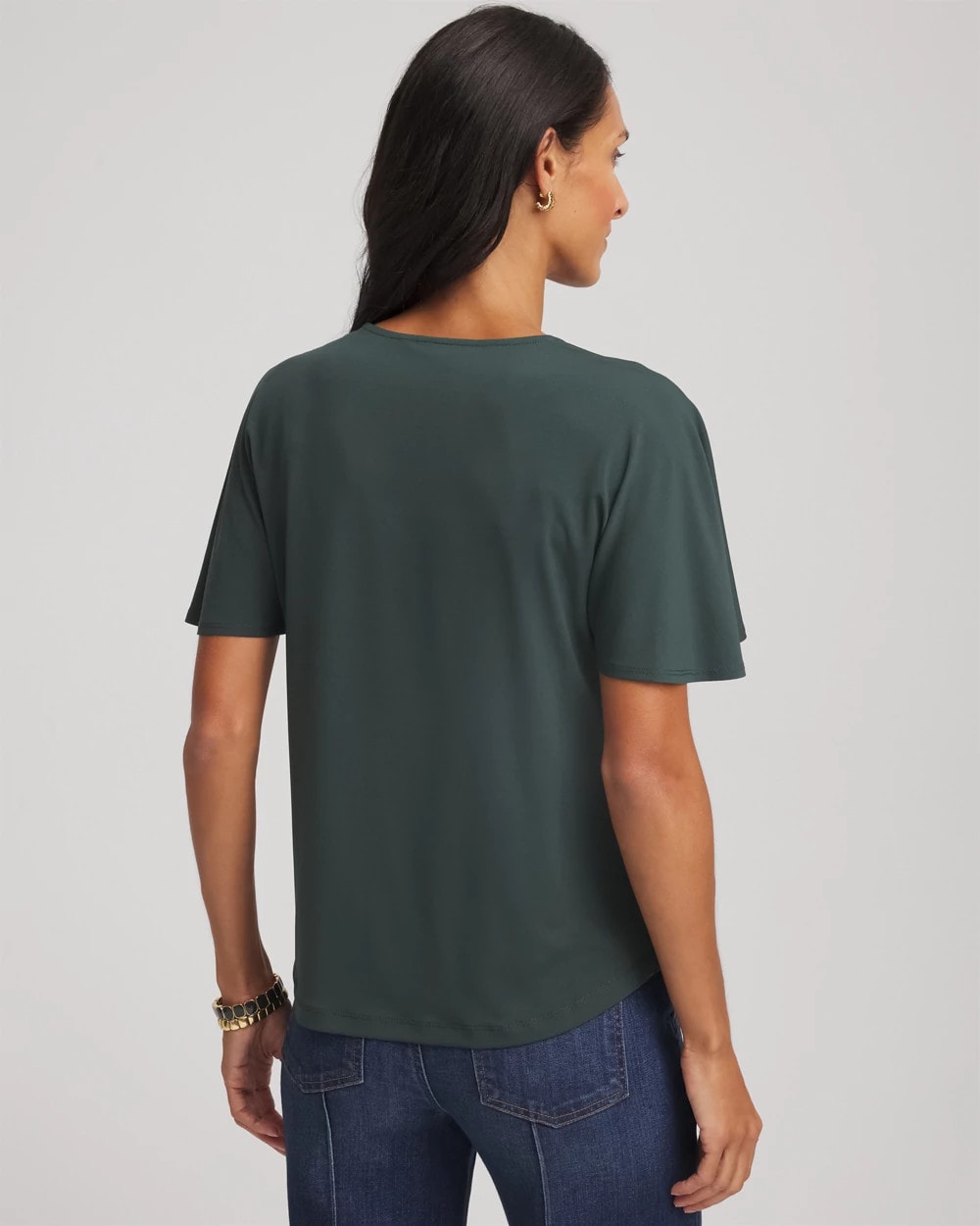Chico's Jersey Knit Cowlneck Tee DARKEST SPRUCE