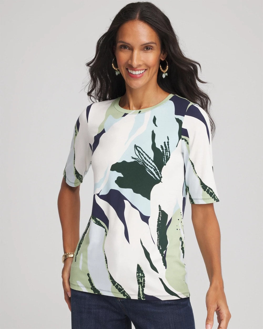 Chico's Touch of Cool™ Elbow-Sleeve Perfect Tee SAGE MEADOW