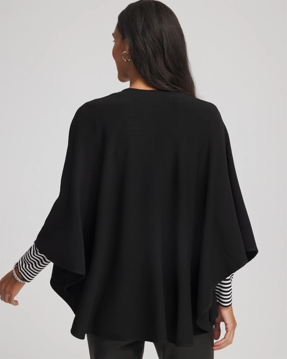 Chico's Crepe Open-Front Ruana BLACK