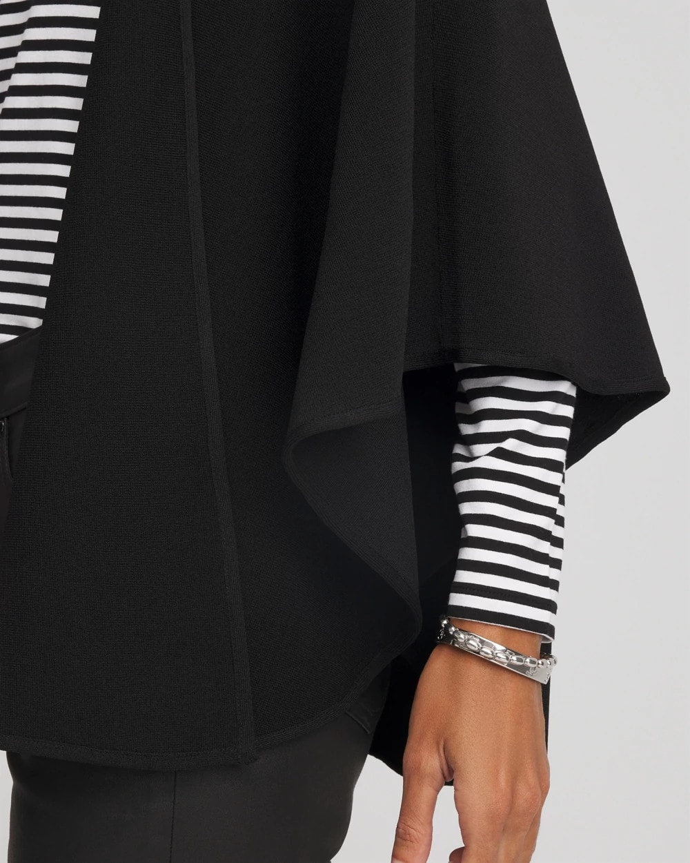 Chico's Crepe Open-Front Ruana BLACK