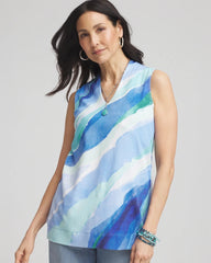 Chico's Ocean Pima Sleeveless V-Neck Tunic RICH COBALT
