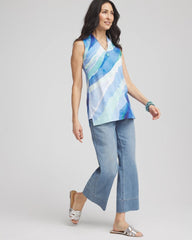 Chico's Ocean Pima Sleeveless V-Neck Tunic RICH COBALT