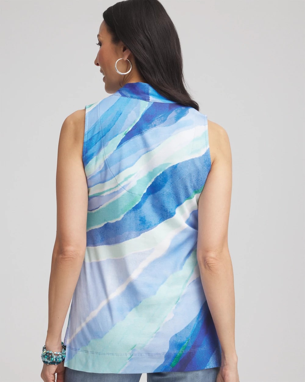 Chico's Ocean Pima Sleeveless V-Neck Tunic RICH COBALT