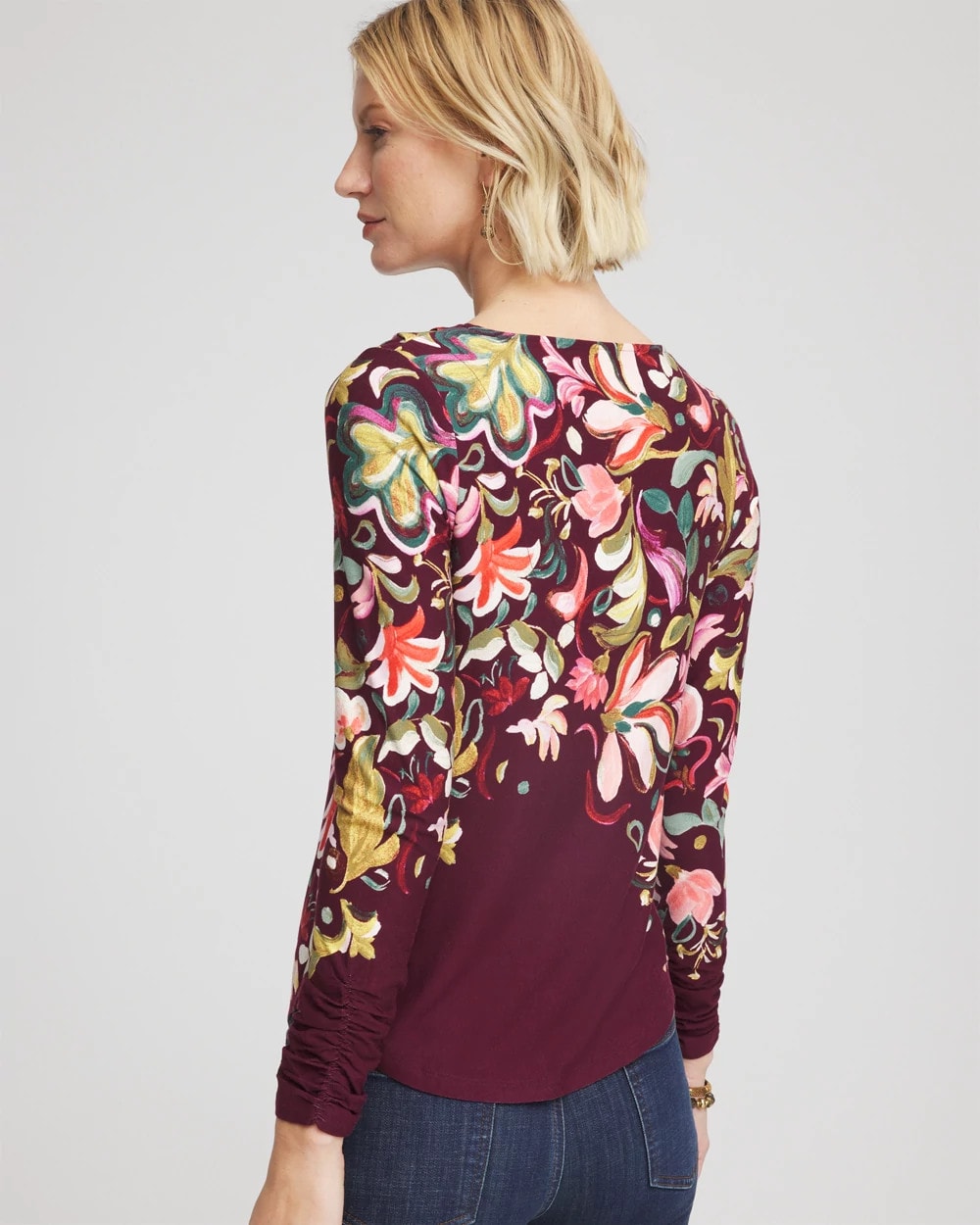 Chico's Touch of Cool™ Paisley Cowl Neck Tee DEEP CHIANTI