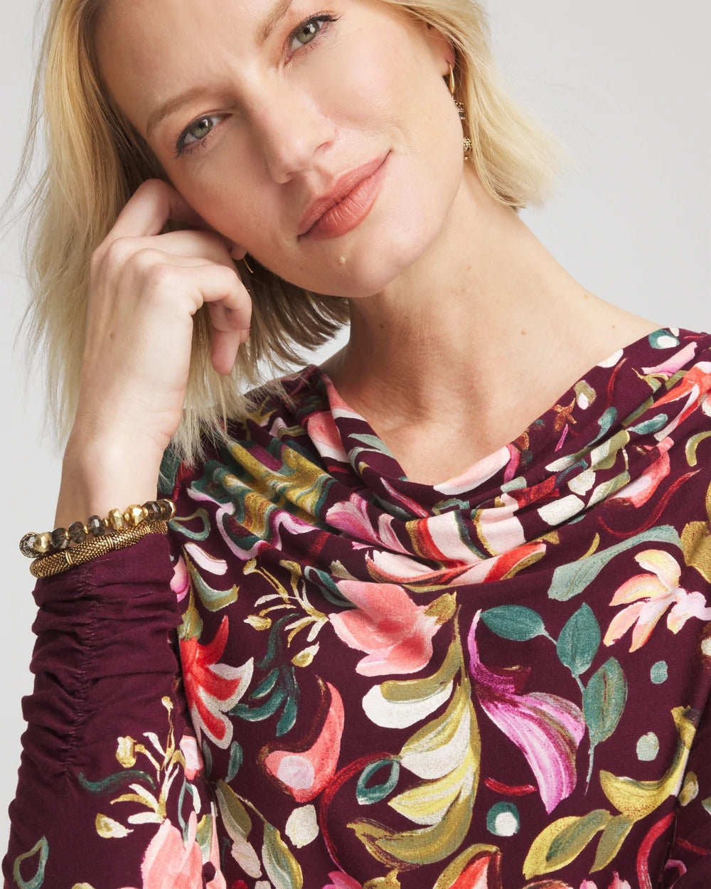 Chico's Touch of Cool™ Paisley Cowl Neck Tee DEEP CHIANTI