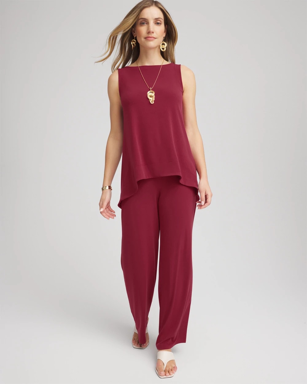 Chico's Travelers™ Knit High-Low Hem Top RUSSET RED