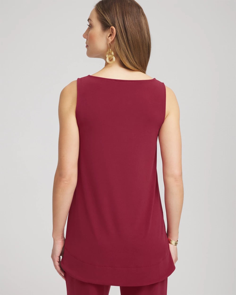 Chico's Travelers™ Knit High-Low Hem Top RUSSET RED