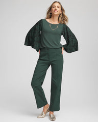 Chico's Touch of Cool™ Burnout Angel-Sleeved Top DARKEST SPRUCE