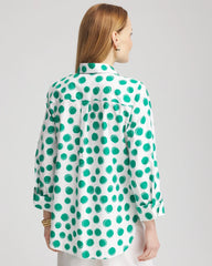 Chico's No Iron™ Polka-Dot Sateen Shirt EDEN GREEN