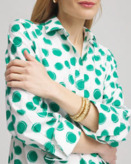 Chico's No Iron™ Polka-Dot Sateen Shirt EDEN GREEN