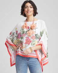 Chico's Wildflower Crepe Boatneck Poncho ALABASTER