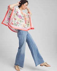 Chico's Wildflower Crepe Boatneck Poncho ALABASTER