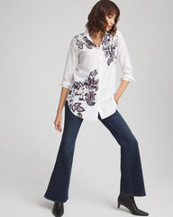 Chico's No Iron™ Floral Stretch Tunic OPTIC WHITE