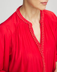 Chico's Braided Batwing Blouse RED GLOW