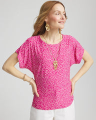 Chico's Touch of Cool™ Cheetah Ruched Banded Hem Top CRUSHED BERRIES