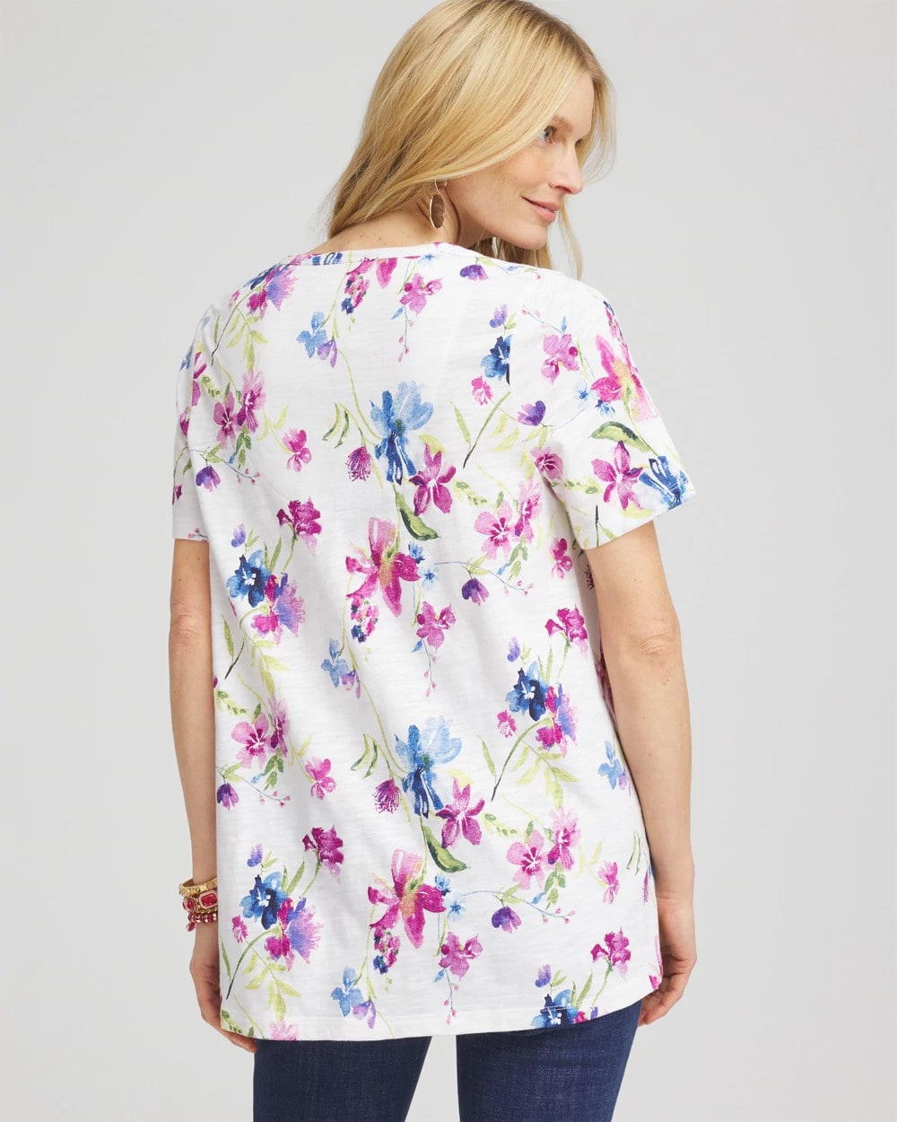 Chico's Wildflower Slub V-Neck Tee ALABASTER