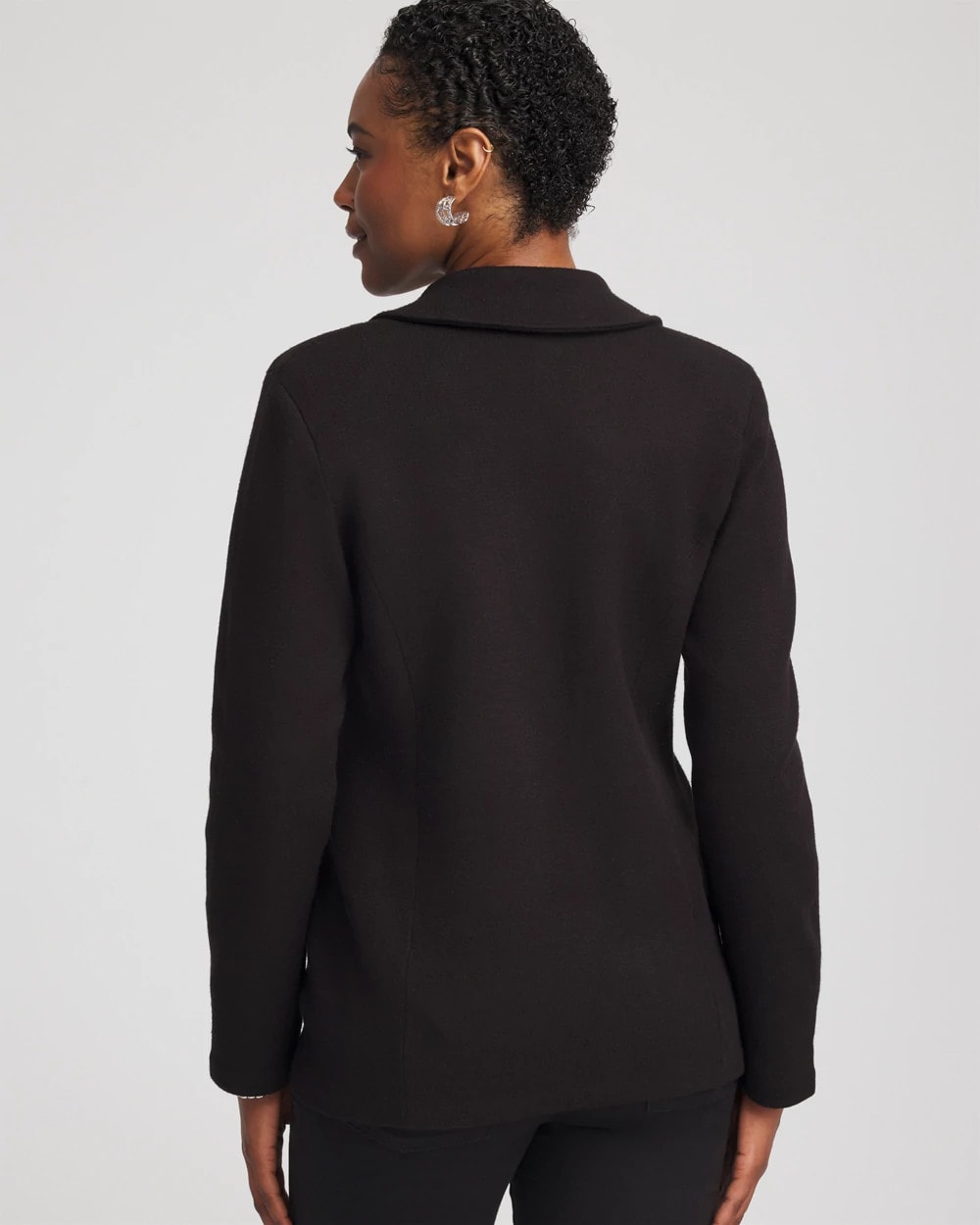 Chico's Single-Breasted Sweater Blazer BLACK