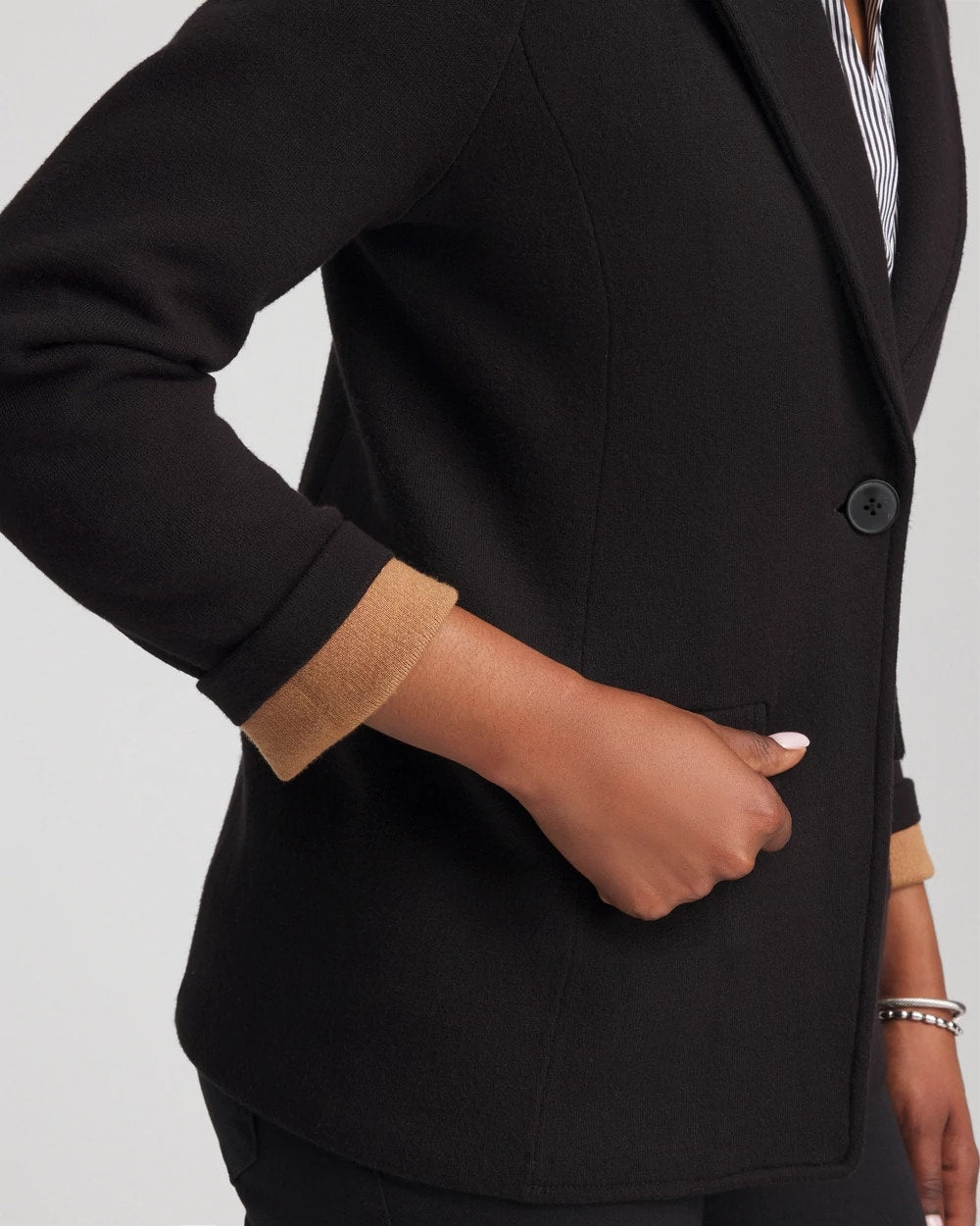 Chico's Single-Breasted Sweater Blazer BLACK