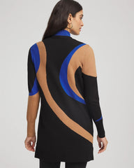 Chico's Ella Colorblock Cardigan Sweater BLACK