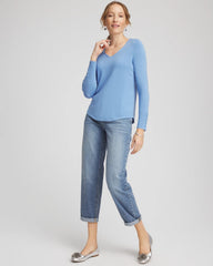 Chico's Ella V-Neck Pullover Sweater TIDAL BLUE