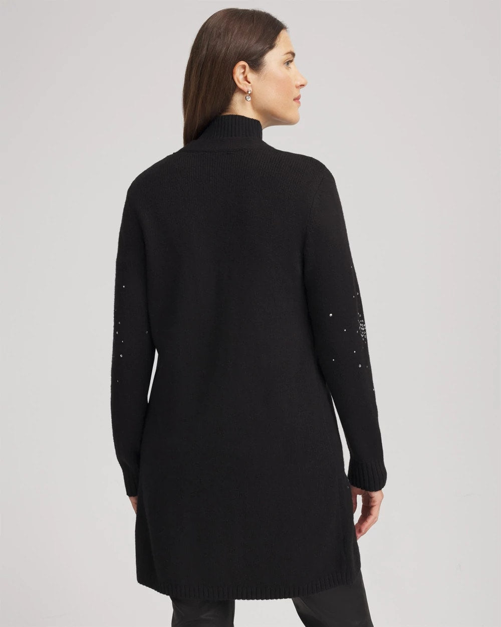 Chico's Rhinestone Embellished Cardigan BLACK