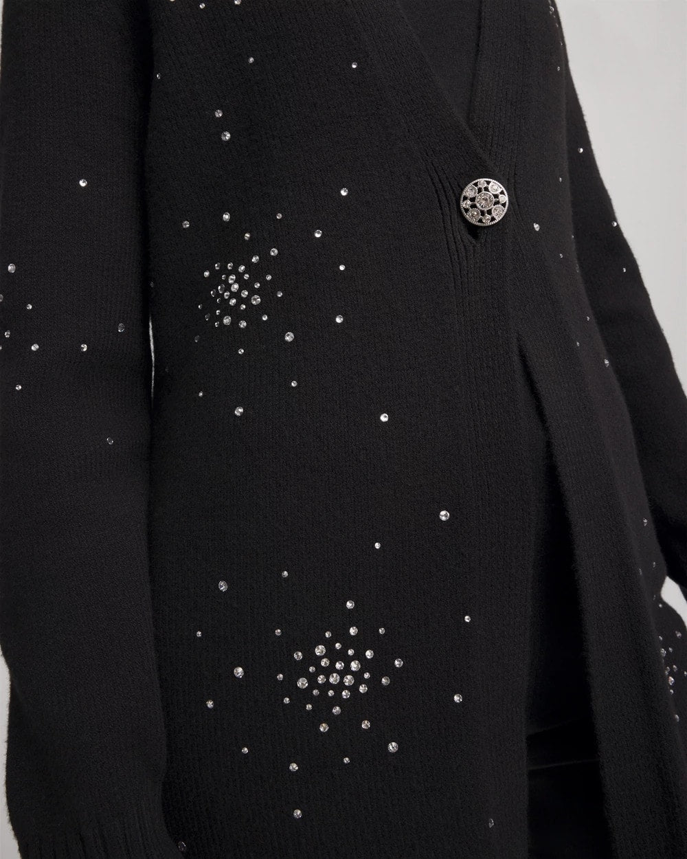 Chico's Rhinestone Embellished Cardigan BLACK