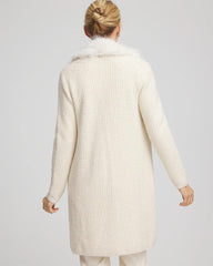 Chico's Fur Trim Cardigan ENGLISH CREAM