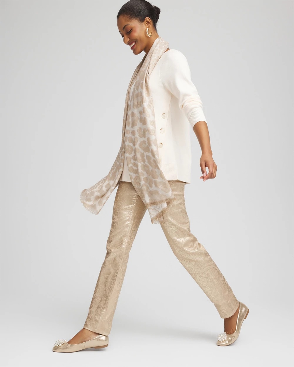 Chico's Button Tunic Sweater ENGLISH CREAM