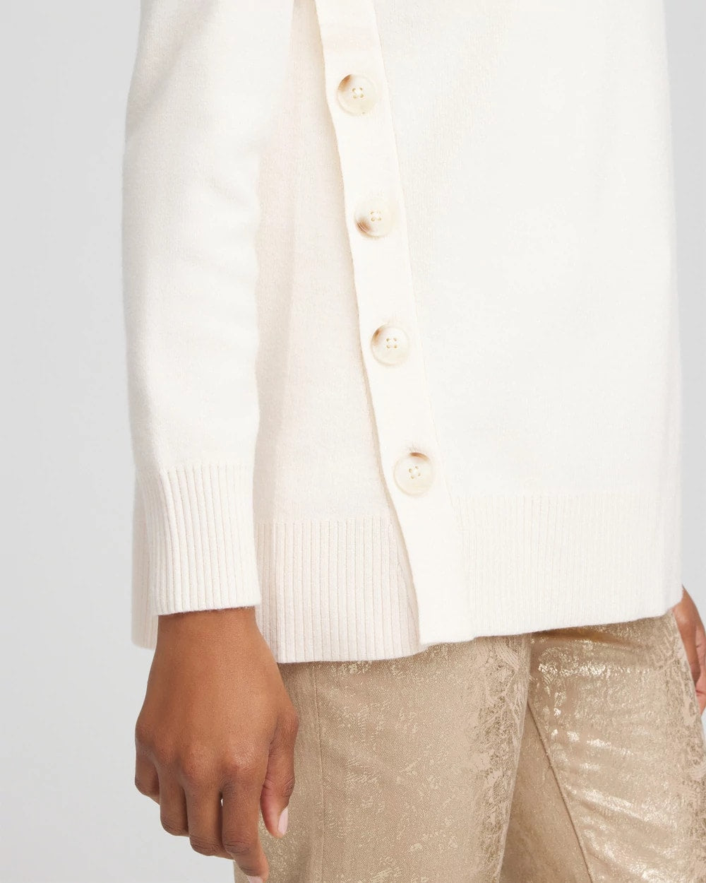 Chico's Button Tunic Sweater ENGLISH CREAM