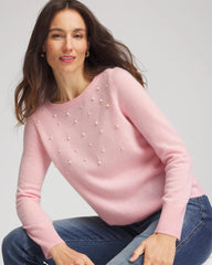 Chico's Embellished Cashmere Pullover Sweater BLUSHED