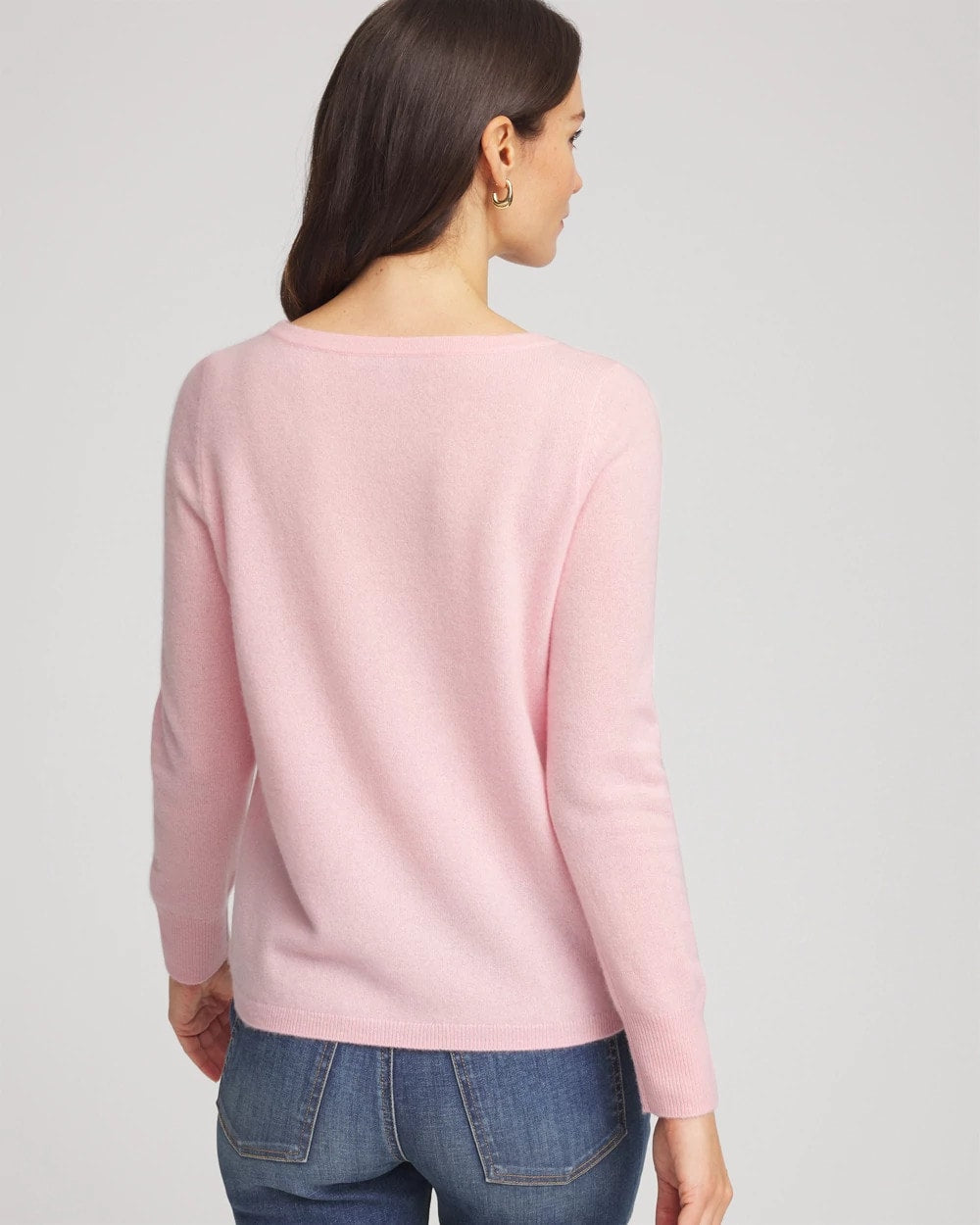 Chico's Embellished Cashmere Pullover Sweater BLUSHED