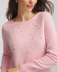 Chico's Embellished Cashmere Pullover Sweater BLUSHED