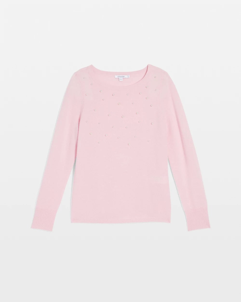 Chico's Embellished Cashmere Pullover Sweater BLUSHED