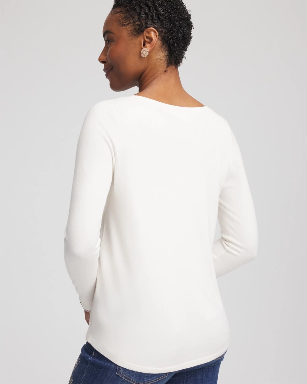 Chico's Ella Bateau Pullover Sweater ECRU