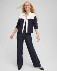 Chico's Colorblock Cardigan Jacket PASSPORT BLUE