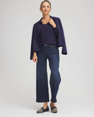 Chico's Ella V-Neck Pullover Sweater PASSPORT BLUE