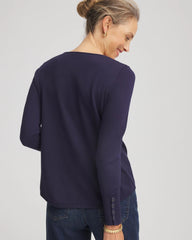 Chico's Ella V-Neck Pullover Sweater PASSPORT BLUE