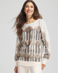 Chico's Art Deco Dolman Pullover Sweater ENGLISH CREAM