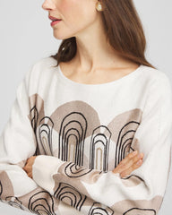 Chico's Art Deco Dolman Pullover Sweater ENGLISH CREAM