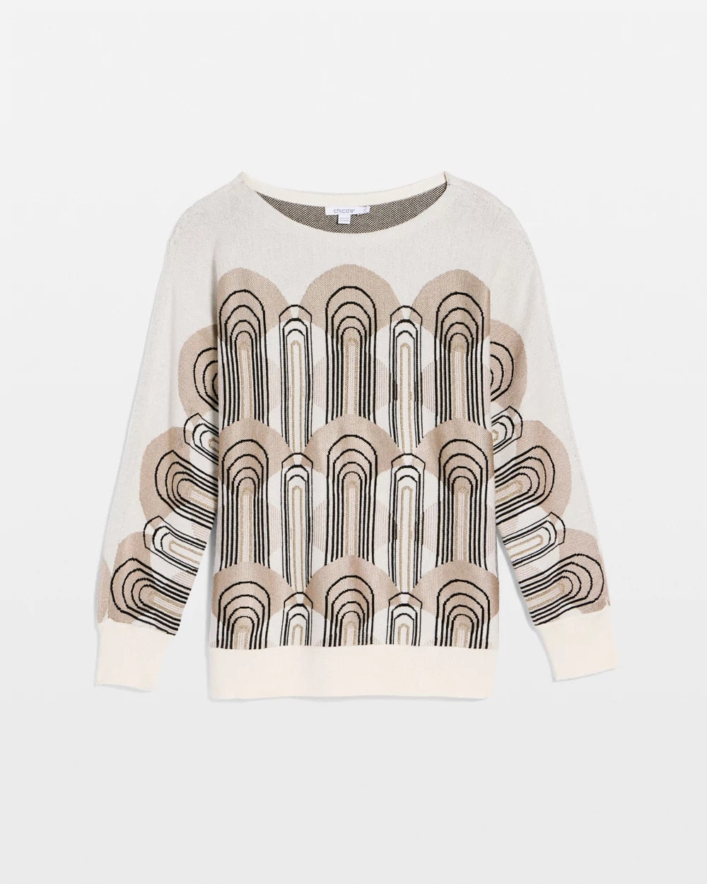Chico's Art Deco Dolman Pullover Sweater ENGLISH CREAM