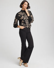 Chico's Bryne Jacquard Mockneck Pullover BLACK