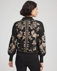 Chico's Bryne Jacquard Mockneck Pullover BLACK